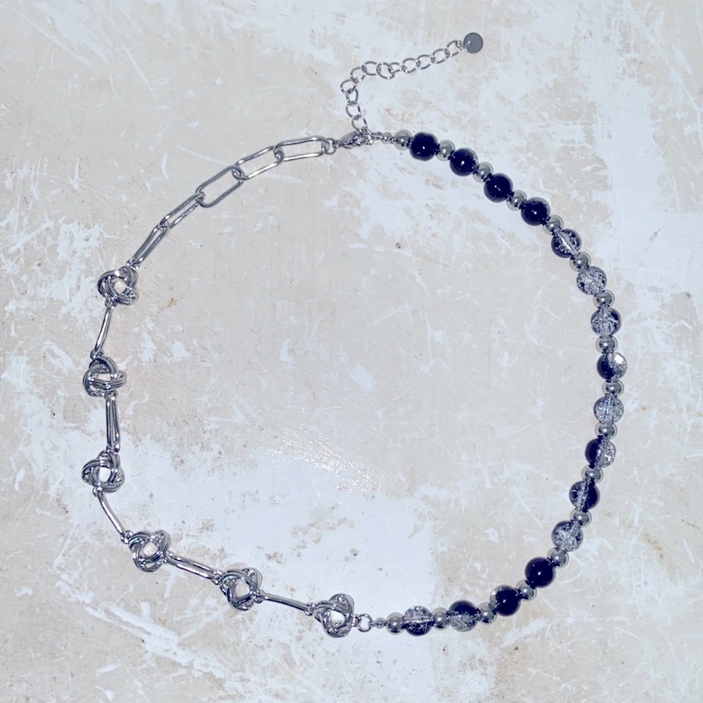 mcmlxxx designer choker necklace NWT UNI black/silver beads streetwear​​​​​